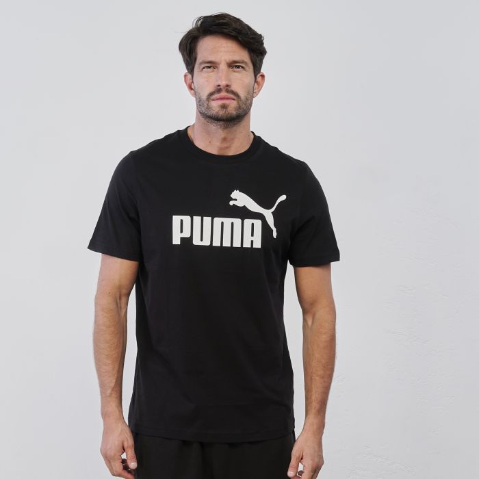 T-shirt nera sportiva da uomo con scritta maxi logo e maniche corte