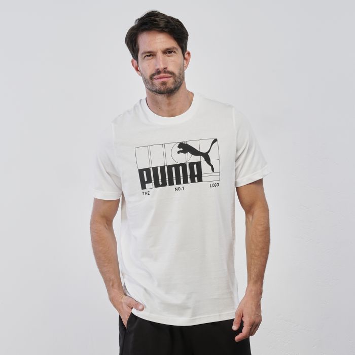 T-shirt sportiva bianca da uomo con maniche corte e maxi logo