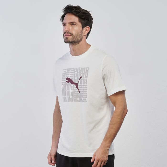 T-shirt sportiva bianca da uomo con maniche corte e stemma logo