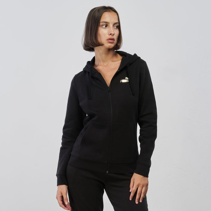 Felpa sportiva nera da donna con logo