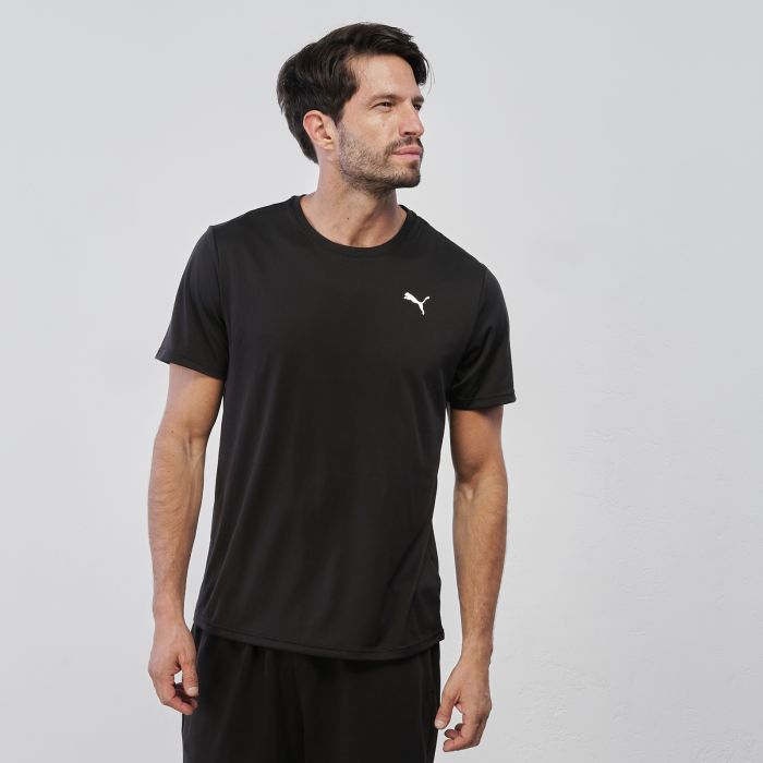 T-shirt sportiva nera da uomo maniche corte e logo ricamato