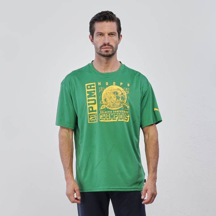 T-shirt sportiva verde da uomo con maniche corte