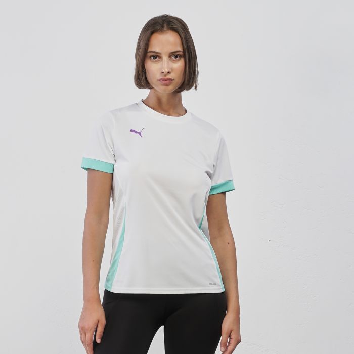 T-shirt bianca sportiva da donna in tessuto tecnico