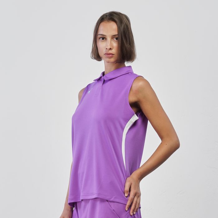 Top viola sportivo da donna con logo
