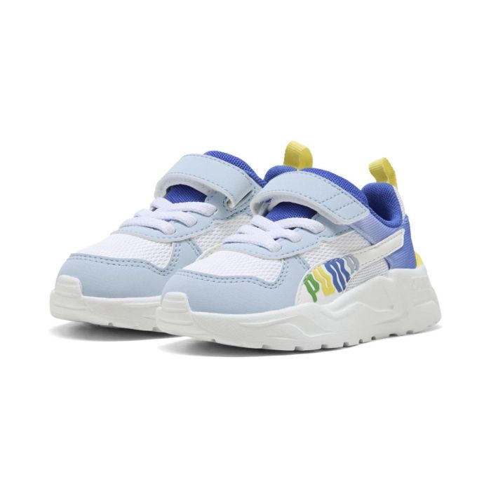 Sneakers da bambino azzurre da ginnastica Puma Trinity Lite Ready con strappo
