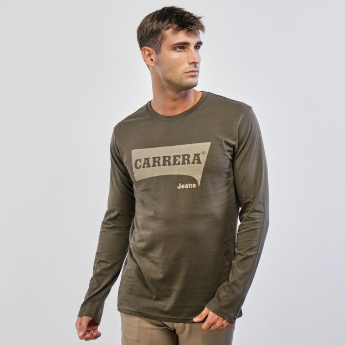 Maglia marrone in cotone con maxi logo