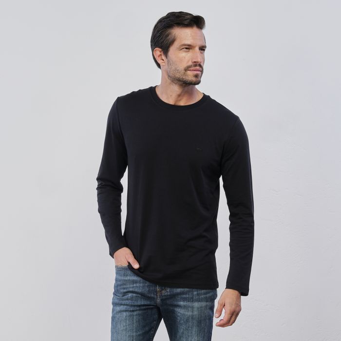 Maglia leggera nera da uomo in tinta unita