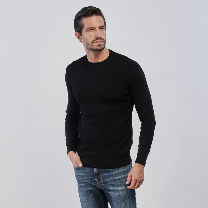 Maglione nero girocollo da uomo