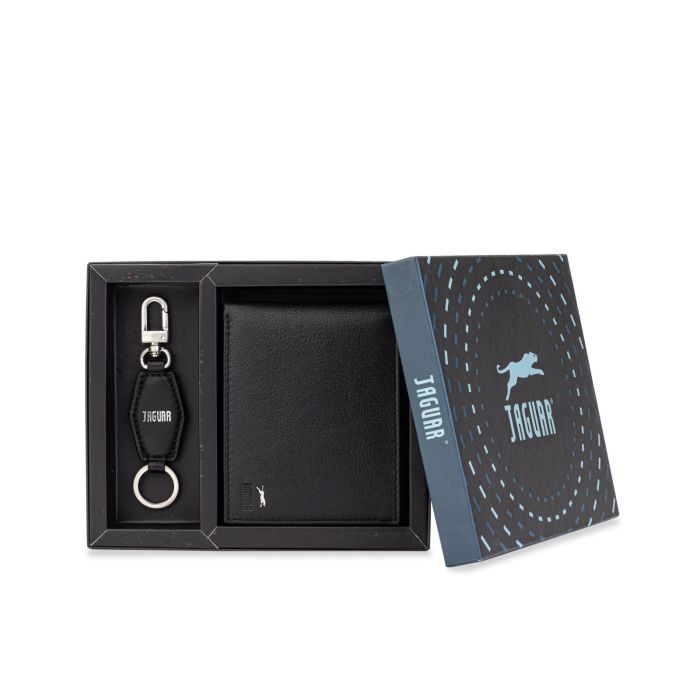 Cofanetto regalo da uomo con portachiavi e portafoglio neri