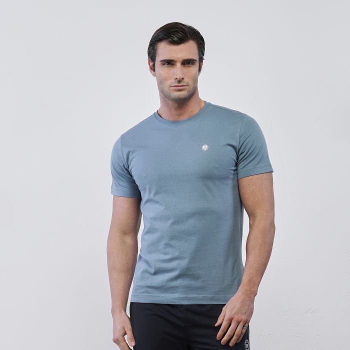 T-shirt azzurra Navy Sail da uomo con mini logo con maniche corte