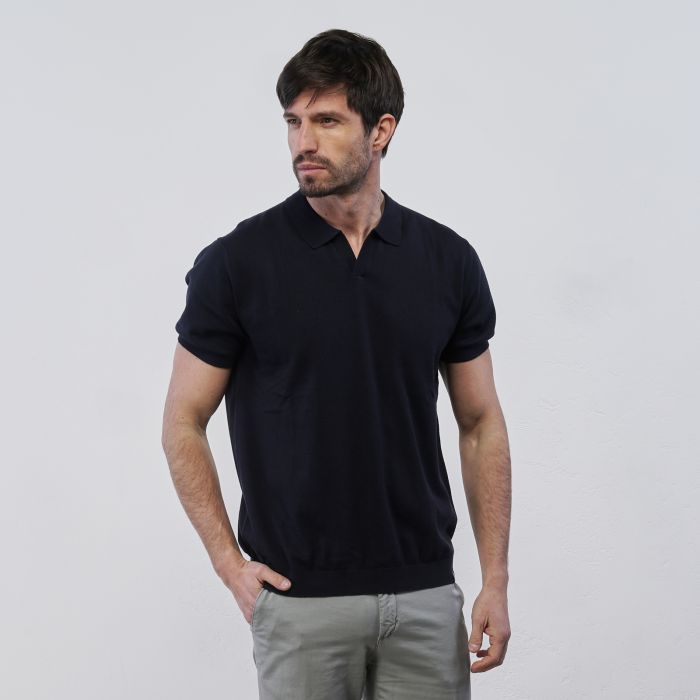 Polo blu Navy Sail da uomo maniche corte in tinta unita