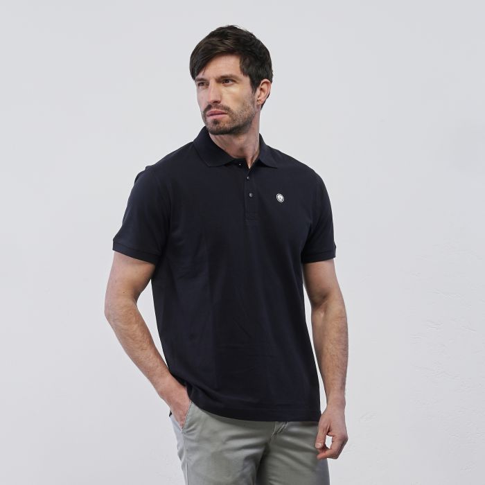 Polo blu scura Navy Sail da uomo con maniche corte e logo
