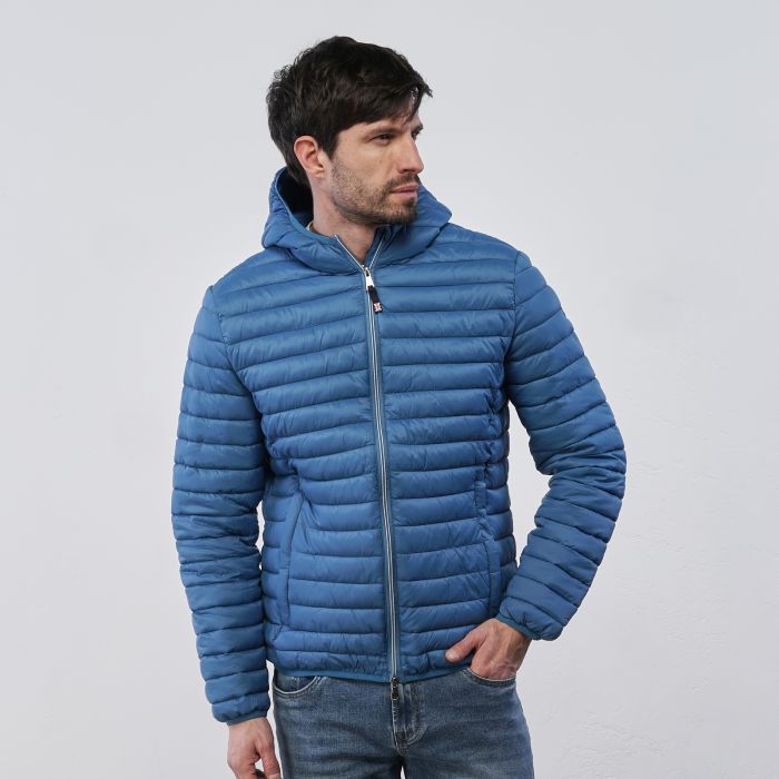 Piumino azzurro da uomo Lonsdale con tasche e zip