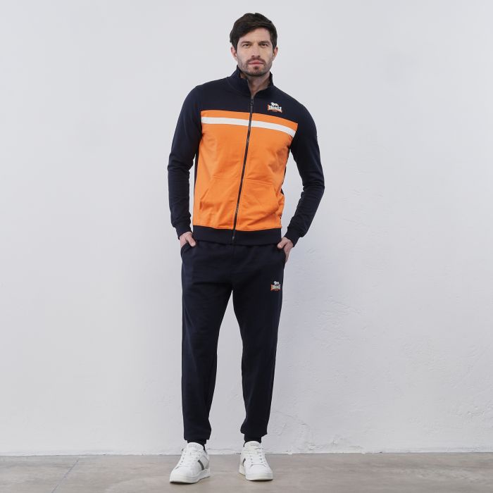 Tuta nera da uomo Lonsdale con felpa a contrasto e loghi