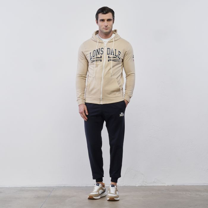 Tuta beige e blu da uomo Lonsdale con felpa e pantaloni