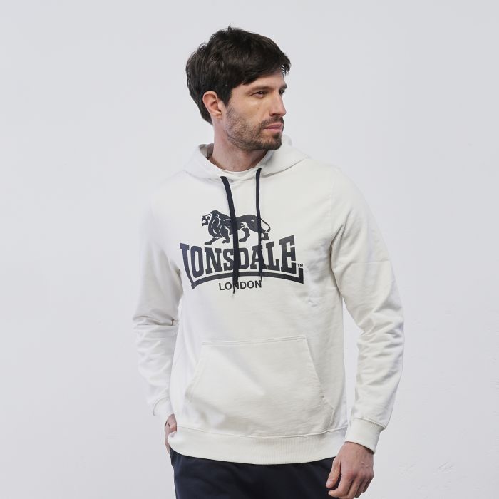 Felpa bianca Lonsdale da uomo con maxi logo