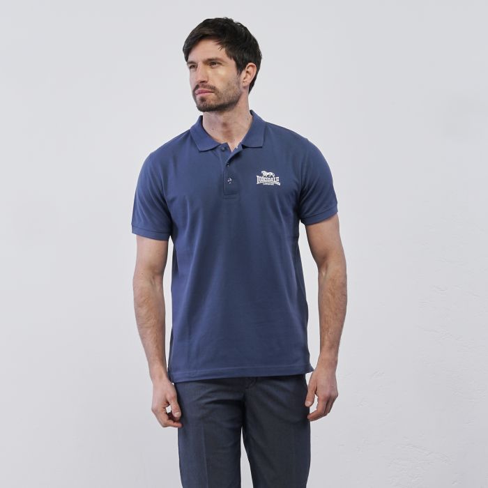 Polo azzurra Lonsdale da uomo con maniche corte e logo