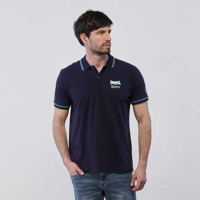 Polo blu Lonsdale da uomo con maniche corte e logo
