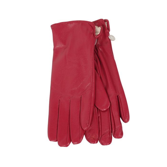 Guanti rossi simil pelle con logo