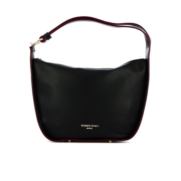 Hobo bag nera con logo e zip