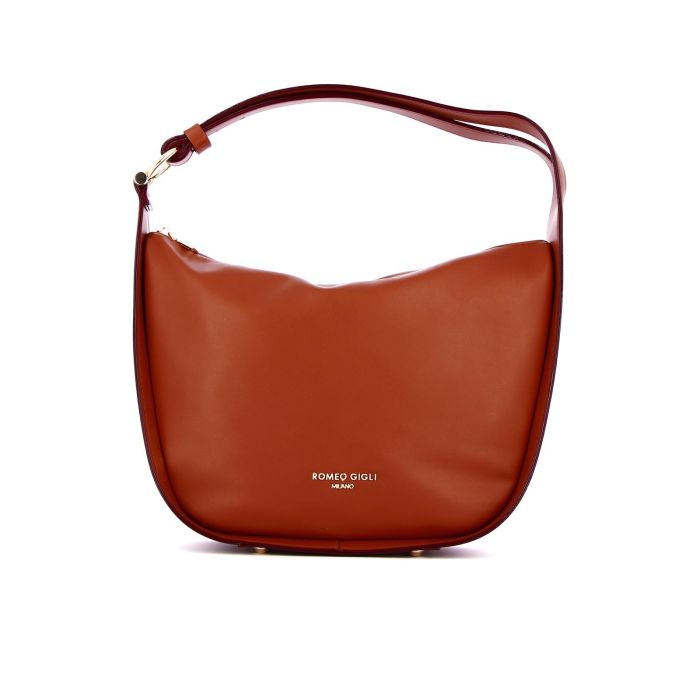 Hobo bag marrone con logo e zip