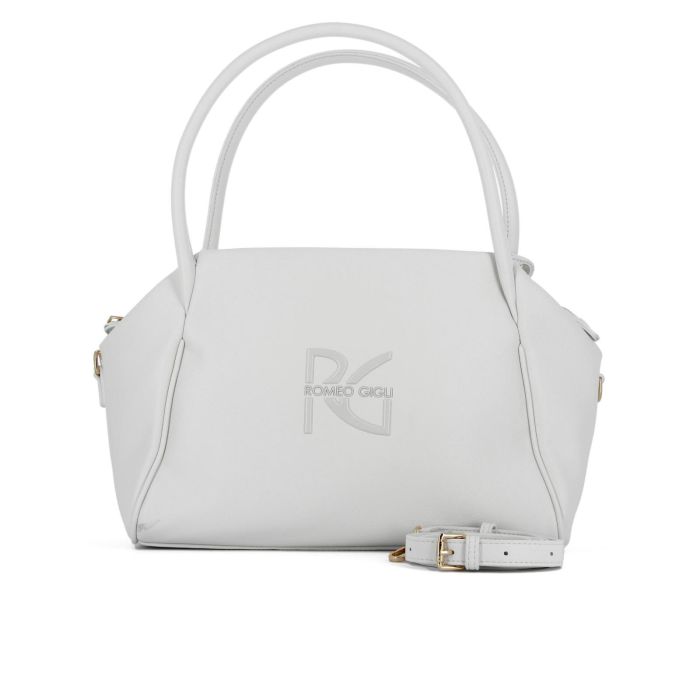 Bauletto bianco con maxi logo e tracolla removibile