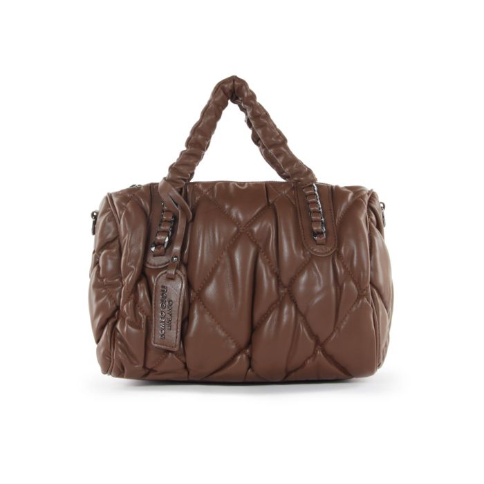 Bauletto marrone trapuntato con tracolla removibile