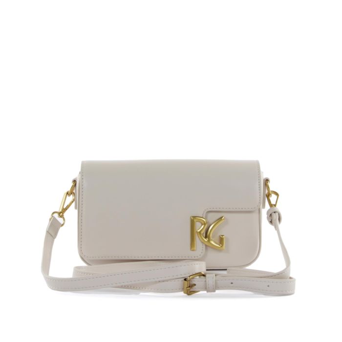 Borsa bianca con maxi logo e tracolla regolabile