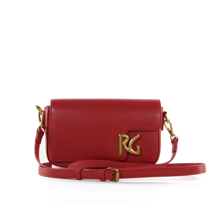 Borsa rossa con maxi logo e tracolla regolabile