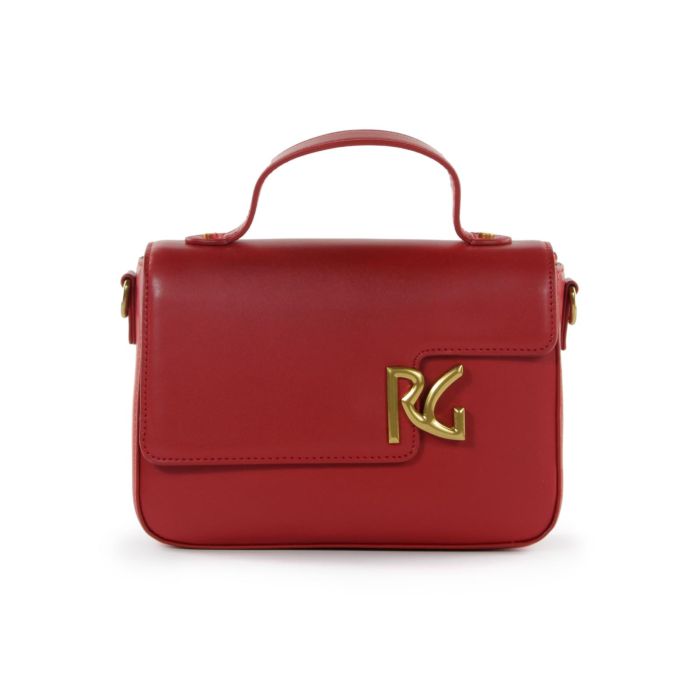 Borsetta a mano rossa con maxi logo e tracolla removibile