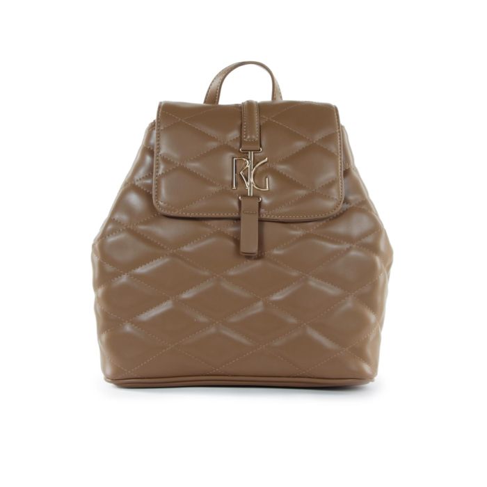 Zainetto marrone effetto trapuntato con logo