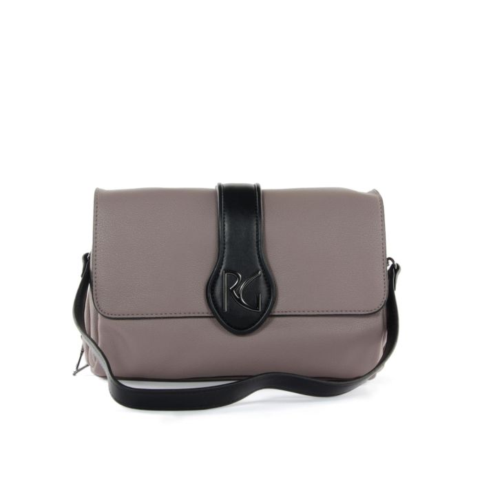 Borsa grigia a spalla con maxi logo