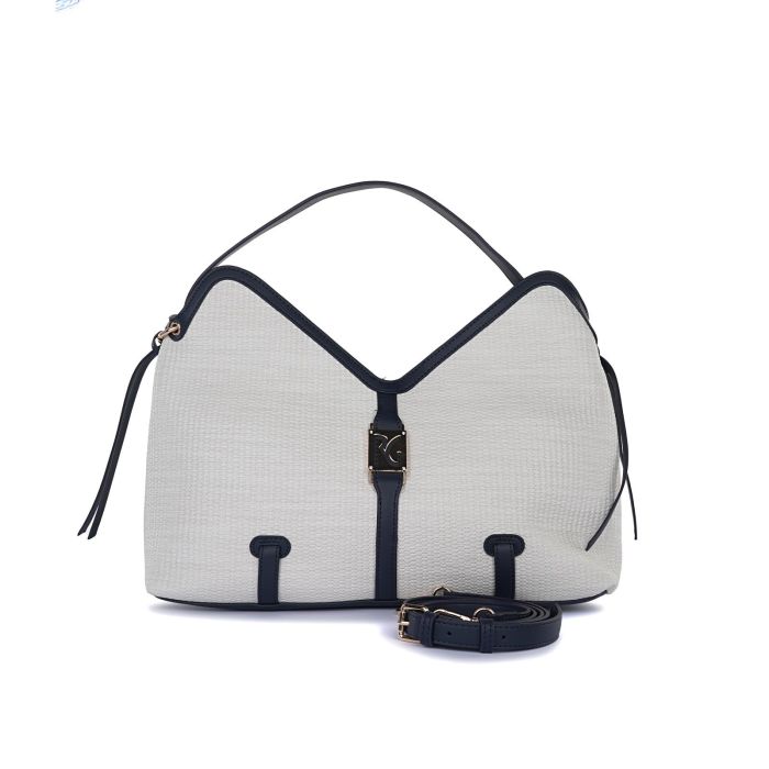 Borsa bianca da donna con tracolla removibile e logo