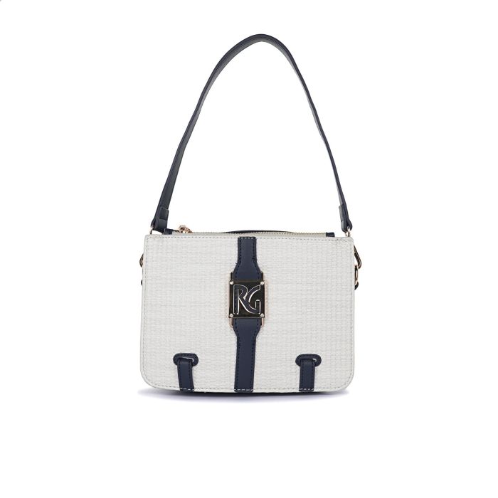 Borsa bianca da donna con tracolla removibile e maxi logo