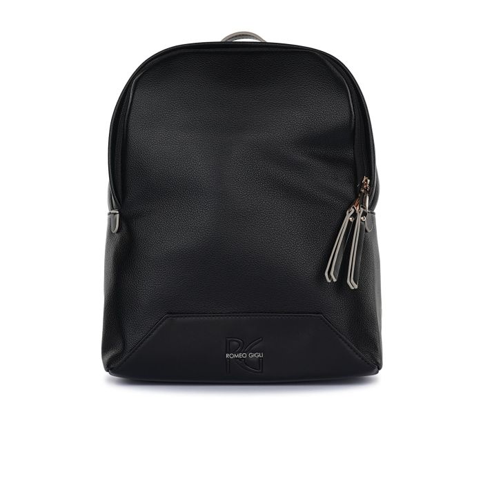 Zainetto nero da donna beige con zip e maxi logo