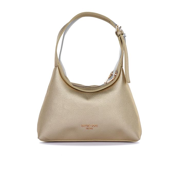 Borsetta oro e argento double face da donna con manico circolare