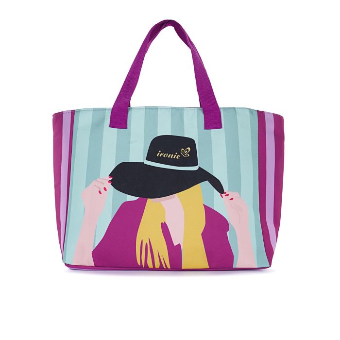Shopper mare viola da donna in tessuto con stampa