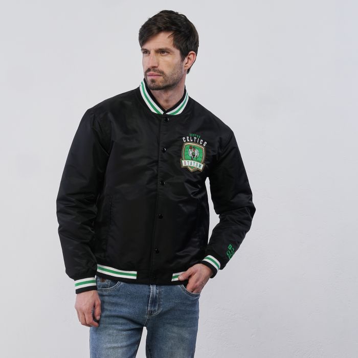 Giacca nera Nba da uomo modello bomber con stemma