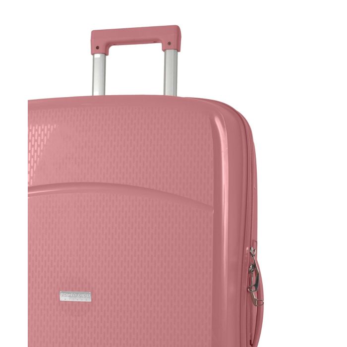 Valigia Rigida Marksman 67 Cm Oro Rosa Con Lucchetto - Trolley Medio 8 Ruote