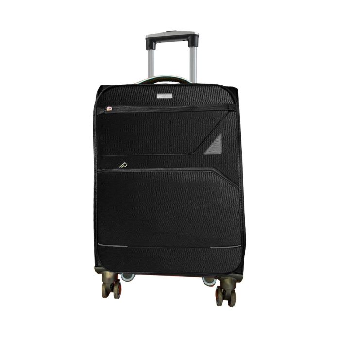 Trolley medio morbido nero con quattro ruote e chiusura a lucchetto con combinazione