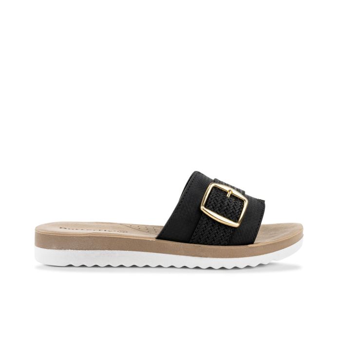 Ciabatte casual nere da donna con fibbia